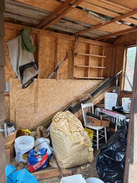 Storage shed filled with junk, impossible to find anything